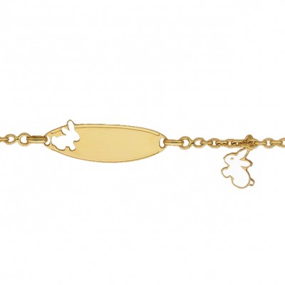 Gourmette b�b� lapin laqu� blanc (or jaune) par Berceau magique bijoux