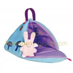 Tente sac brod�e et mini Ange lapin hochet rose (20 cm) - Trousselier