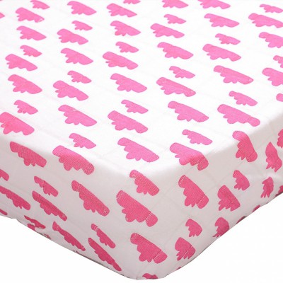 Drap housse berceau nuages rose (40 x 80 cm)