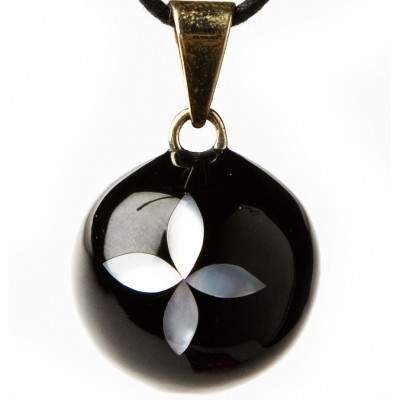 Bola noir nacr� fleur par Babylonia