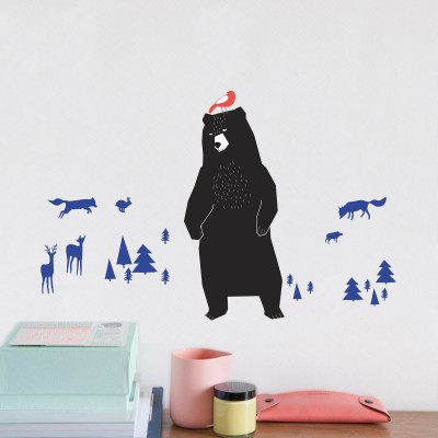 Sticker mural planche grizzly