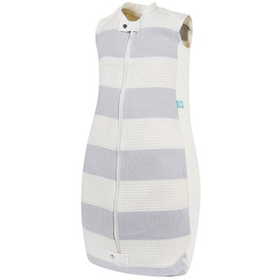 Gigoteuse hiver laine de mérinos et bamboo blanche à rayures bleues tog 2 (80 cm)