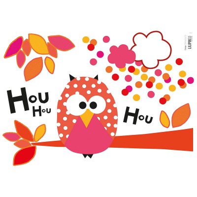 Stickers a3 hibou rouge les hiboux by clémence g. (29,7 x 42 cm)