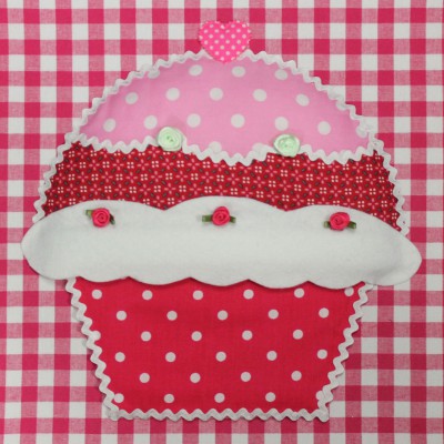 Tableau candy colours miss cupcake à carreaux (30 x 30 cm)