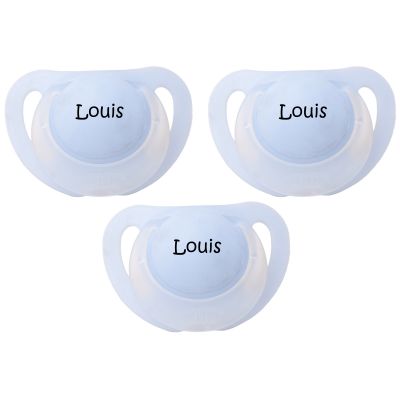 Lot de 3 sucettes personnalisables bleu anatomiques nuk starlight en silicone (3-36 mois)