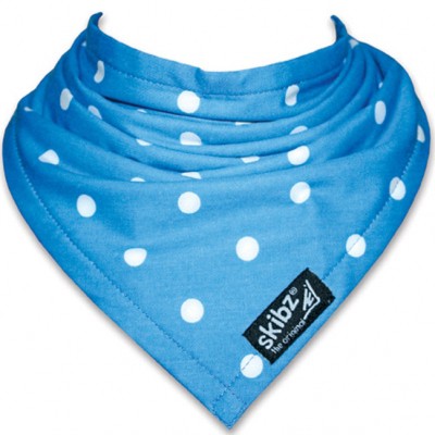 Bavoir-bandana doublé bleu à pois blancs skibz