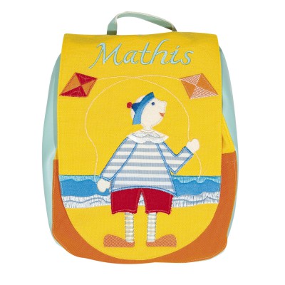 Sac � dos b�b� Le petit mousse brod� ''Pr�nom'' par L'oiseau bateau