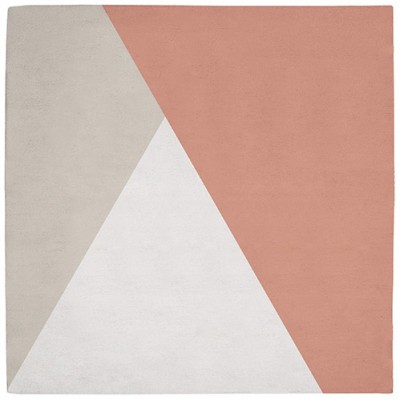 Tapis coton triangles gris et corail by claudia soria (150 x 150 cm)