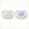 Lot de 2 sucettes a�r�es tendance 0-6 mois (verte et violette)