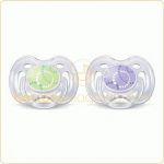 Lot de 2 sucettes a�r�es tendance 0-6 mois (verte et violette) - Philips AVENT
