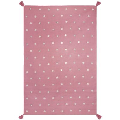 Tapis rose à étoiles grises (110 x 160 cm)