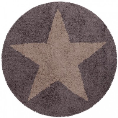 Tapis enfant souple marron et beige réversible etoile (diamètre 140 cm)