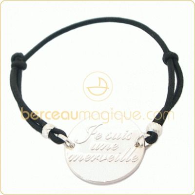 Bracelet cordon ''Je suis une merveille'' (Argent) par M�r�sine