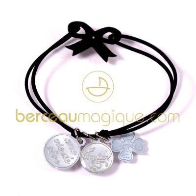 Bracelet �lastique noeud noir et perles transparentes chance street par M�r�sine