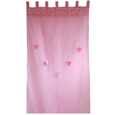 Rideau rose coeurs suspendus (100 x 280 cm)