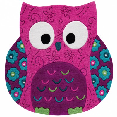 Tapis little owl hibou violet (100 x 100 cm)