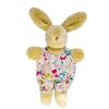 Hochet Lapin salopette Liberty rouge (12 cm)