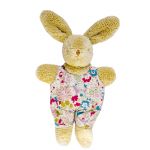 Hochet Lapin salopette Liberty rouge (12 cm) - Trousselier