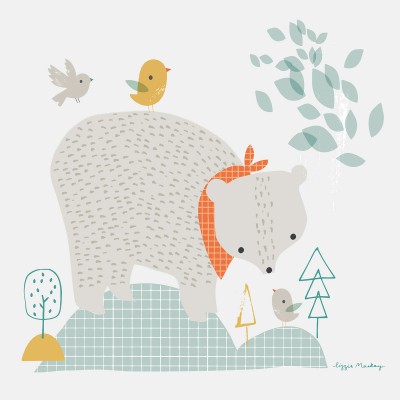 Tableau woodland by lizzie mackay mountain bear (30 x 30 cm)