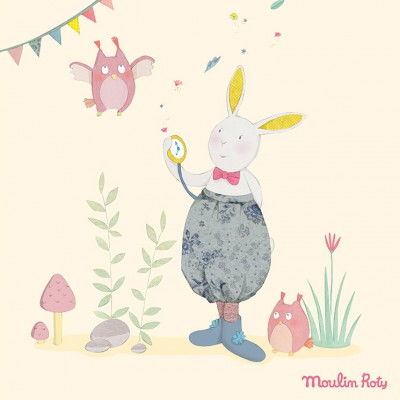 Cadre toile écru mademoiselle et ribambelle (30 x 30 cm)