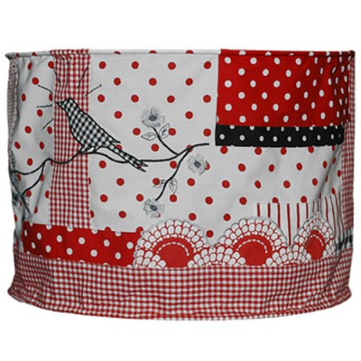 Suspension lampion en tissu patchwork rouge et noir