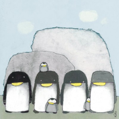 Tableau famille pingouins by kiro (50 x 50 cm)