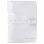 Prot�ge carnet de sant� �co-cuir verni blanc � pois beige - Pasito a pasito