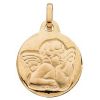 M�daille ronde Ange accoud� (or jaune)