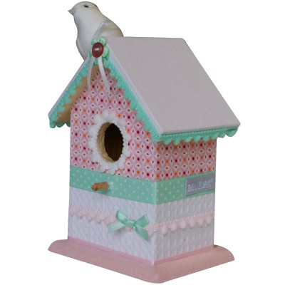 Cabane à oiseaux pretty pastels (12 x 9 x 16 cm)
