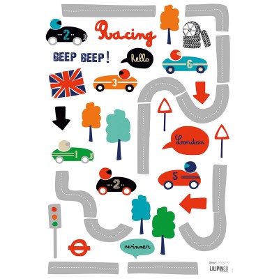 Stickers a3 london racing 6 voitures by laëtitia ho (29,7 x 42 cm)