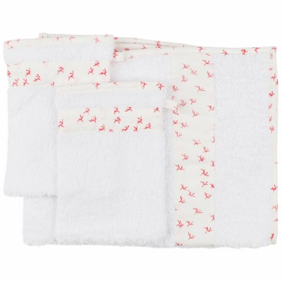 Set 1 serviette de bain et 2 gants de toilette rabbits (50 x 90 cm)