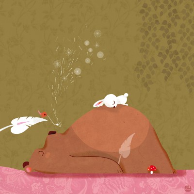 Tableau les amis endormis by lucie brunelliere (30 x 30 cm)