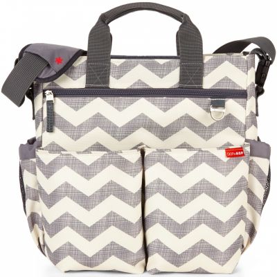 Sac à langer duo signature chevron gris et beige