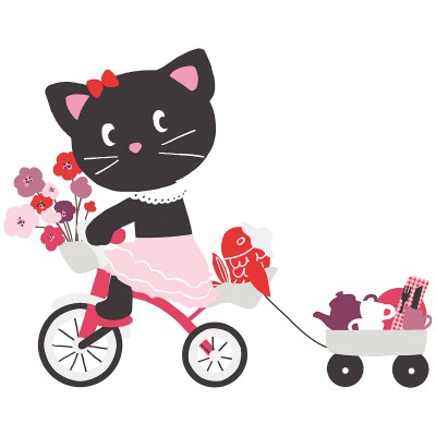 Sticker chat milly sur son tricycle by chloé lefeuvre