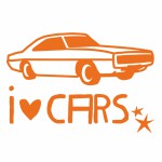 Mini sticker fluo I love cars (10 x 10 cm) - Mimi'lou