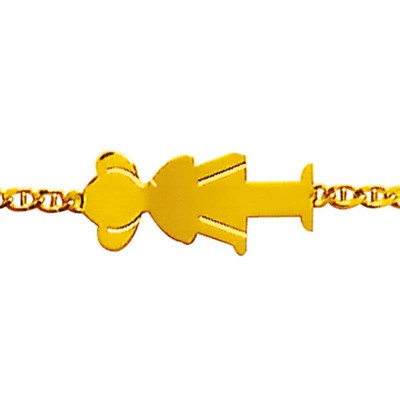 Gourmette petit tr�sor motif fille (or jaune) taille maman par A.Augis
