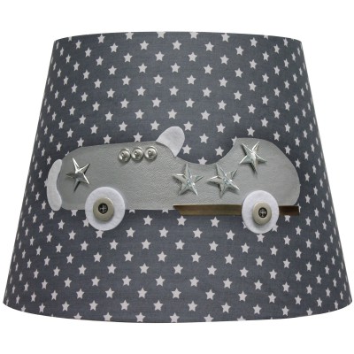 Abat-jour silver star étoiles et voiture de course grises pour suspension (35 x 28 cm)