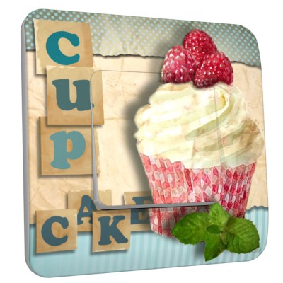 Interrupteur décoré simple cup cake framboise