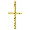 Pendentif Croix fil plat demi diamant�e (or jaune 375�)