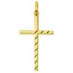 Pendentif Croix fil plat demi diamant�e (or jaune 375�) - Berceau magique bijoux