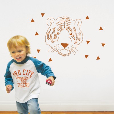 Sticker mural tête de tigre