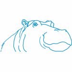 Sticker mural Hippo bleu (37 x 80 cm) par Mimi'lou