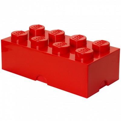 Bac de rangement empilable lego rouge 8 plots