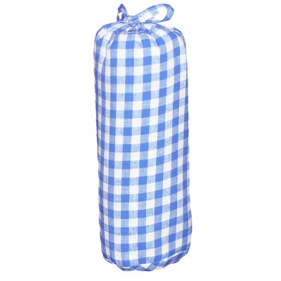 Drap housse gros carreaux bleu clair (60 x 120 cm)