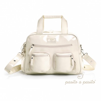 Sac � langer �co-cuir verni blanc par Pasito a pasito