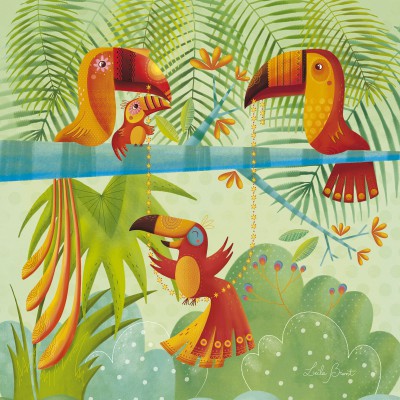 Tableau tropical mix by leïla brient toucans party (30 x 30 cm)