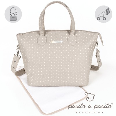 Sac à langer atelier beige à pois blanc