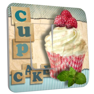 Interrupteur décoré double cup cake framboise