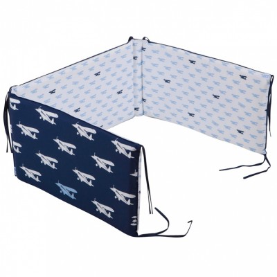 Tour de lit bébé blue airplane (pour lits 60 x 120 et 70 x 140 cm)