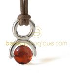 Pendentif Rolling Stone Ambre (Or blanc) - Mikado